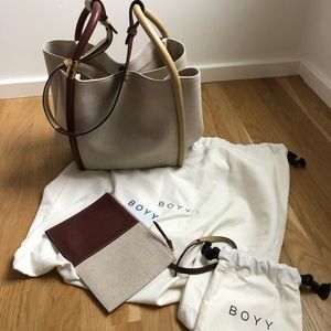 BOYY Lotus 25 Leather-Trimmed Canvas Tote-SOLD